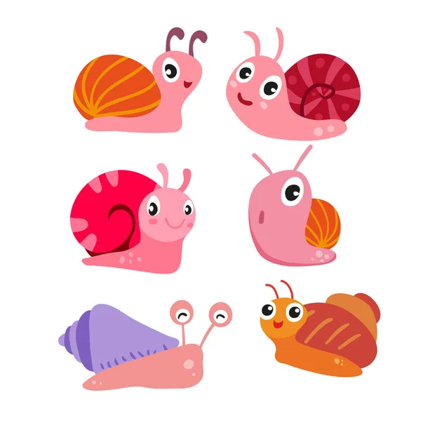 Salyangoz vektör toplama tasarımı, salyangoz karakter vektör tasarımı