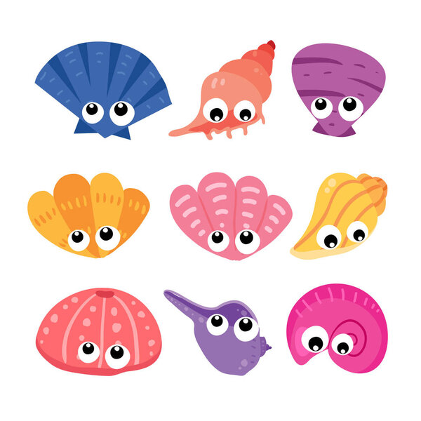 дизайн векторной коллекции раковин, дизайн векторной коллекции ракушек
