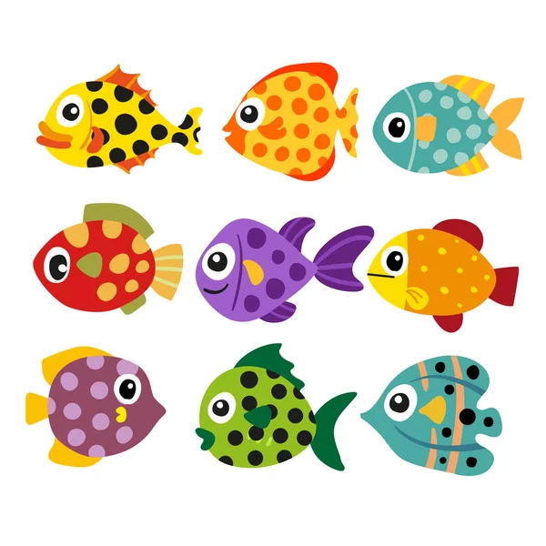 Ψάρια Διάνυσμα Συλλογή Σχεδιασμός Ψάρια Χαρακτήρα Διάνυσμα — Διανυσματικό Αρχείο