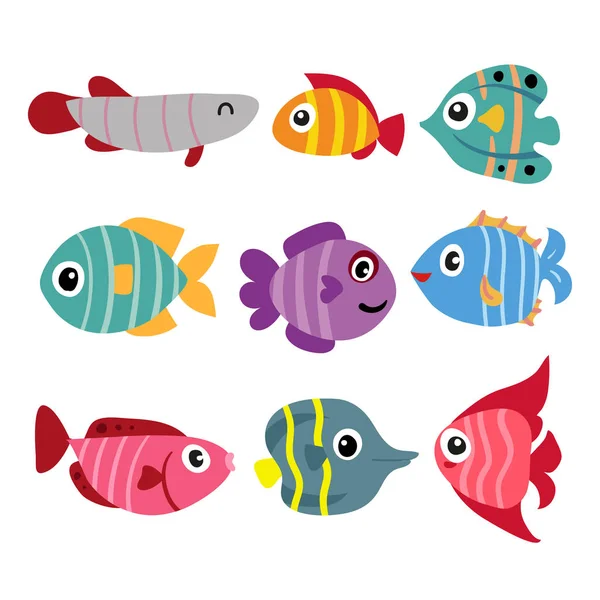 Diseño Colección Vectores Peces Diseño Vectores Caracteres Peces — Archivo Imágenes Vectoriales