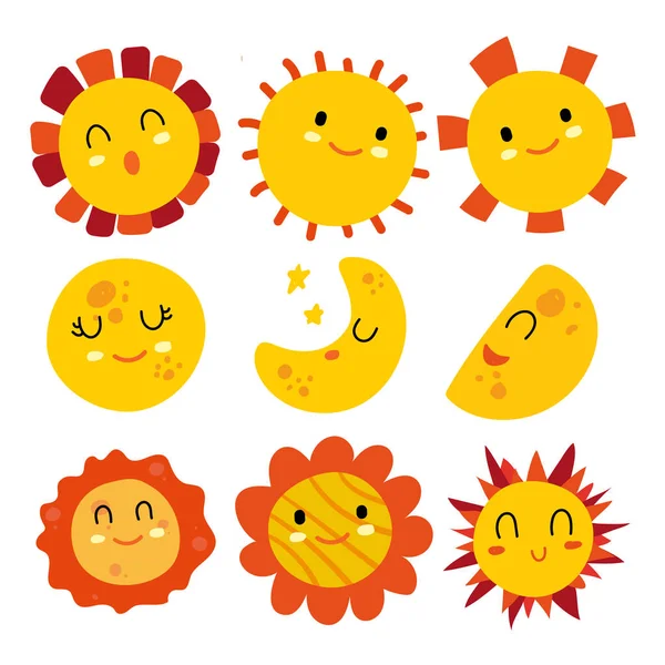 Güneş ve ay vektör toplama tasarım, Güneş karakter vektör tasarımı