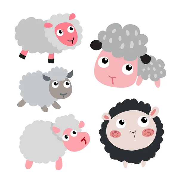Σχεδιασμός Διάνυσμα Χαρακτήρων Πρόβατα Πρόβατα Διάνυσμα Συλλογή Σχεδίασης — Διανυσματικό Αρχείο