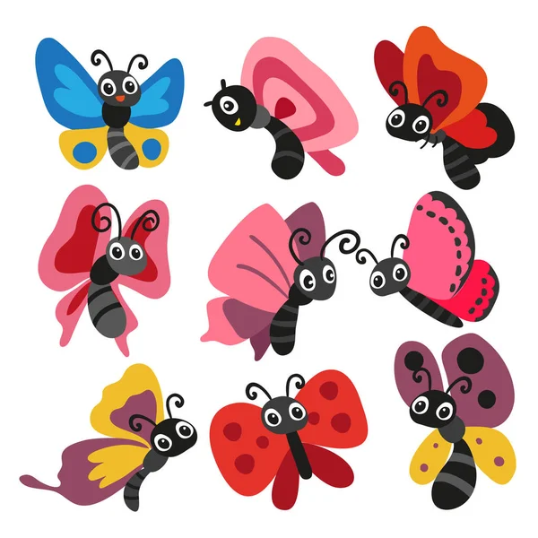 Butterfly Characterdesign Vector Vector Collectie Design Butterfly — Stockvector