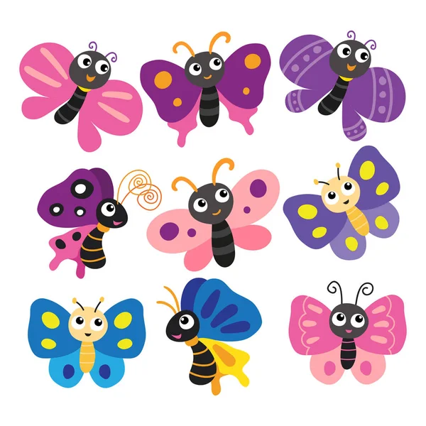 文字ベクトル デザインの蝶 蝶のベクトル コレクション デザイン — ストックベクタ