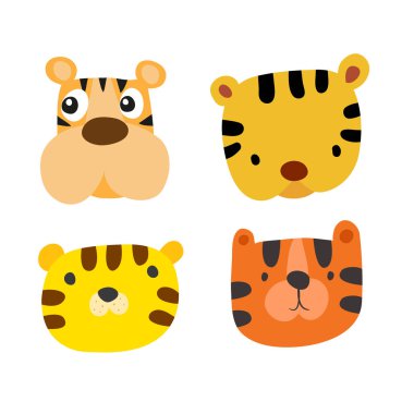 hayvanlar baş karakter vektör tasarımı, hayvan karakter vektör tasarımı