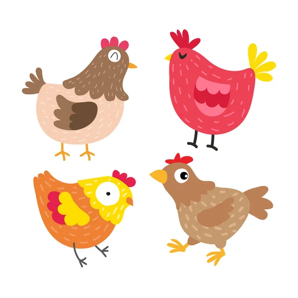 Tavuk Vektör Toplama Tasarımı Kümes Hayvanları Toplama Tasarım Vektör — Stok Vektör