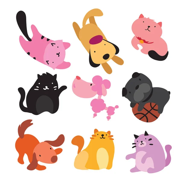 Dog Cat Character Vector Design Animals Vector Collection Design — Stock Vector