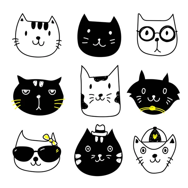 Kočičí Charakter Vektorový Design Zvířata Vektorové Kolekce Design — Stockový vektor