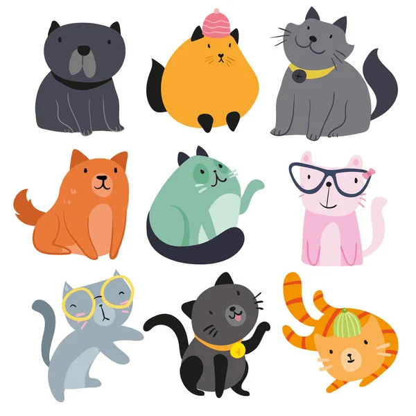 Cat Character Vector Design Disegno Collezione Animali Vettoriale — Vettoriale Stock