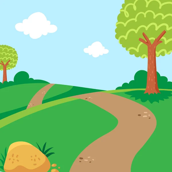 Paysage Naturel Dessin Animé Style Illustration Fond Nature — Image vectorielle