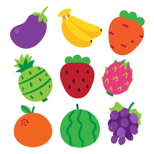 Fruchtvektorsammlung Design Lebensmittelvektorsammlung Design — Stockvektor