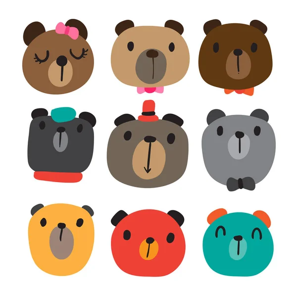 Urso Design Coleção Caracteres Projeto Coleção Vetorial Urso — Vetor de Stock