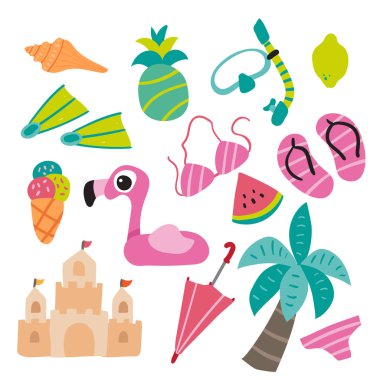 Plaj vektör toplama tasarım, plaj oyuncakları toplama tasarım vektör