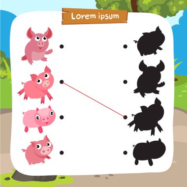 domuz eşleşen oyun vektör tasarımı, hayvan eşleştirme oyunu tasarım vektör