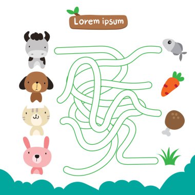 hayvan eşleştirme oyunu tasarım, labirent oyun vektör tasarım vektör