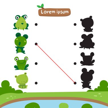 kurbağa eşleşen oyun vektör tasarımı, hayvan eşleştirme oyunu tasarım vektör
