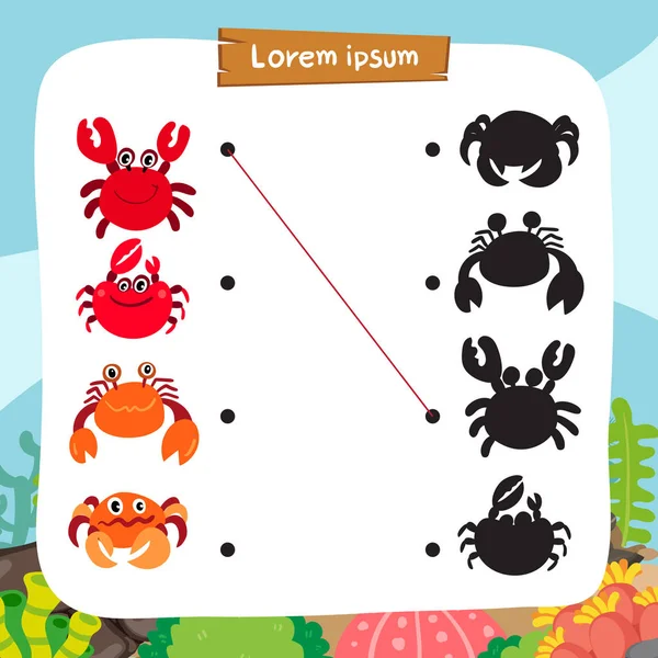 oyun vektör tasarımı, eşleşen hayvanlar oyun vektör tasarımı eşleşen yengeç