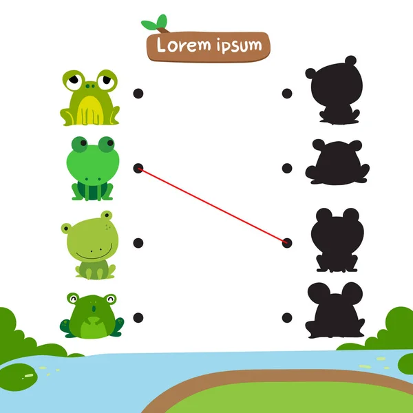 Frog Matching Game Vector Design Animals Matching Game Vector Design — Stock Vector