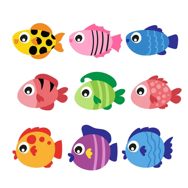 Diseño Colección Vectores Peces Diseño Colección Animales Marinos — Vector de stock