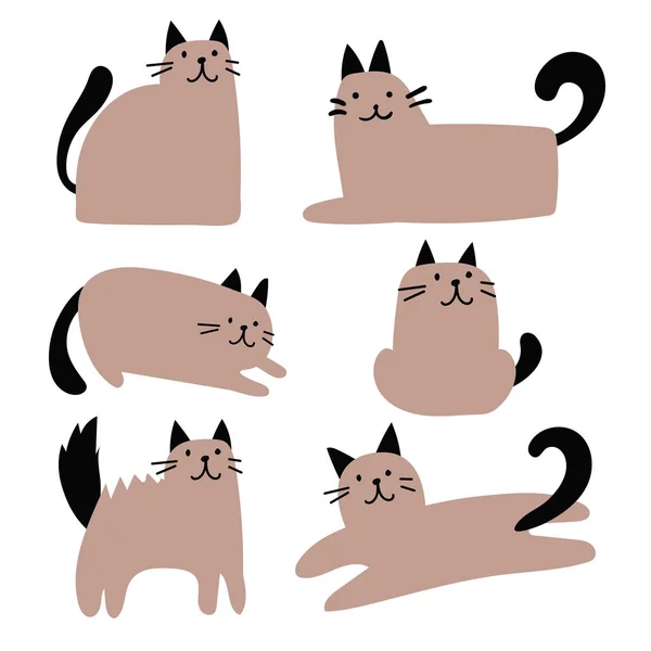 Desenho Vetor Caráter Gato Projeto Coleção Vetor Gato —  Vetores de Stock