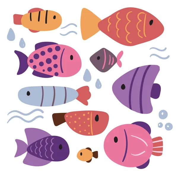 Diseño Vector Carácter Pez Diseño Colección Vector Peces — Archivo Imágenes Vectoriales