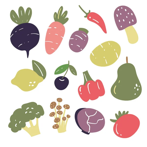Дизайн Векторной Коллекции Овощей Дизайн Коллекции Пищевых Векторов — стоковый вектор