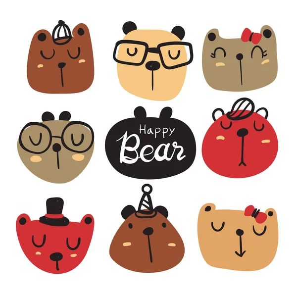 Urso Desenho Vetor Caráter Projeto Coleção Vetor Urso — Vetor de Stock