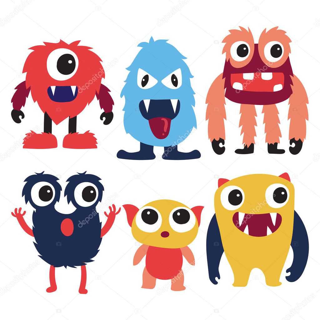 monster character collection design, monster vector collection design