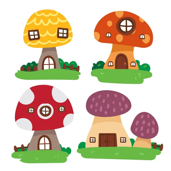 Mushroom House Vector Collection Design Mushroom Home Vector Collection Design — Stock Vector