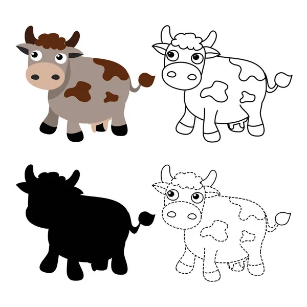 Feuille Travail Vache Conception Vectorielle Dessin Vache Conception Vectorielle — Image vectorielle