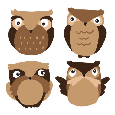 Baykuşlar karakter vektör tasarımı, baykuşlar toplama tasarım vektör