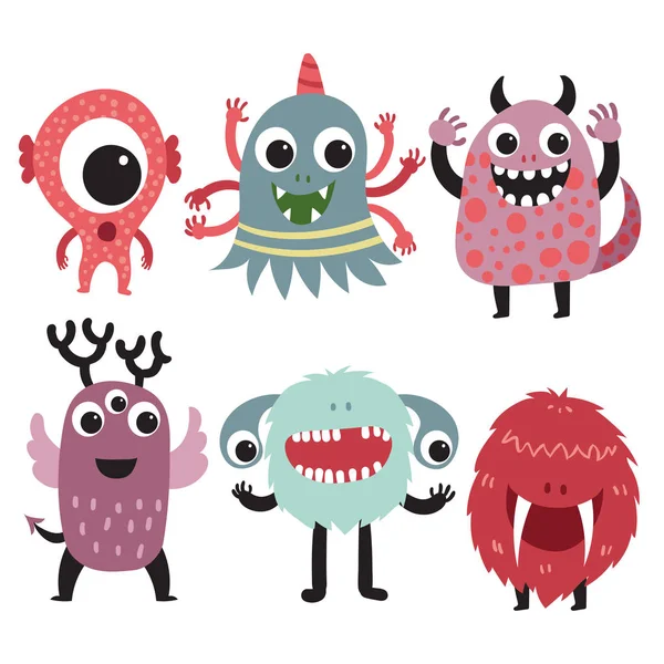 Conception Collection Personnages Monstre Conception Collection Vecteurs Monstre — Image vectorielle