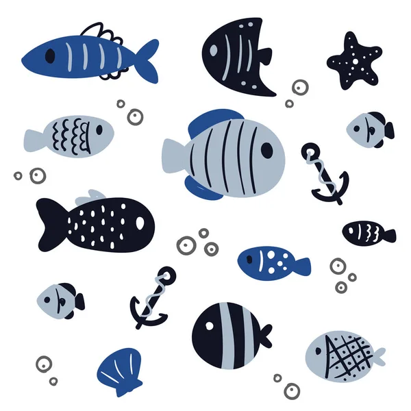 魚ベクトル コレクション デザイン 動物のベクトル コレクション — ストックベクタ
