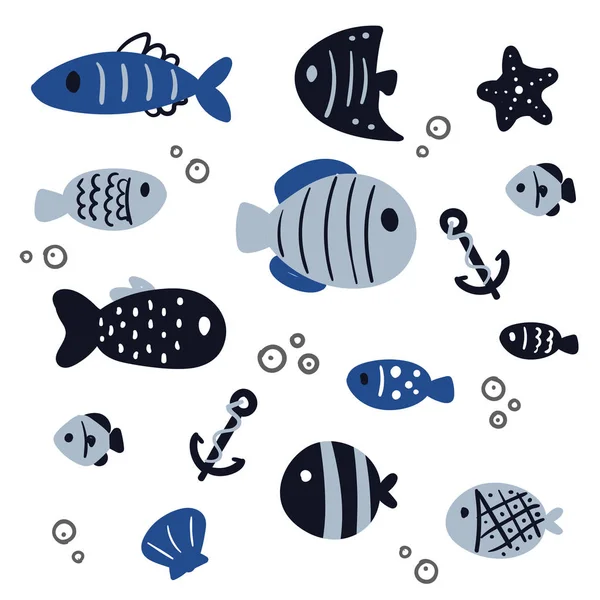 Diseño Colección Vectores Peces Diseño Colección Vectores Animales — Vector de stock