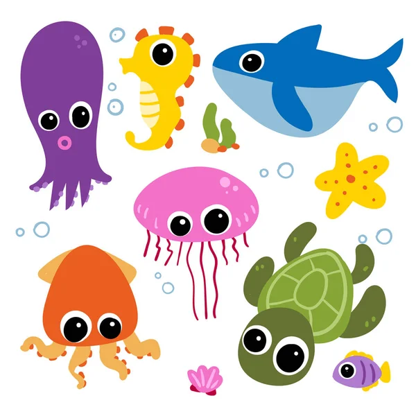 okyanus vektör toplama tasarımı, hayvan toplama tasarım vektör