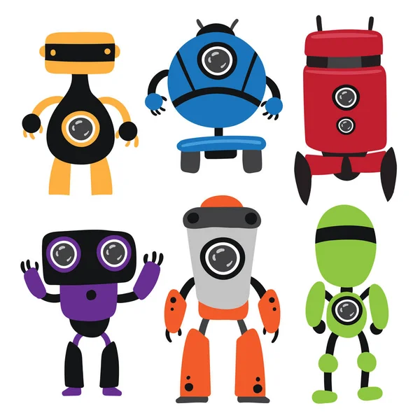 Robotok Gyűjtemény Design Vektor Vektor Robotok Díszlet — Stock Vector