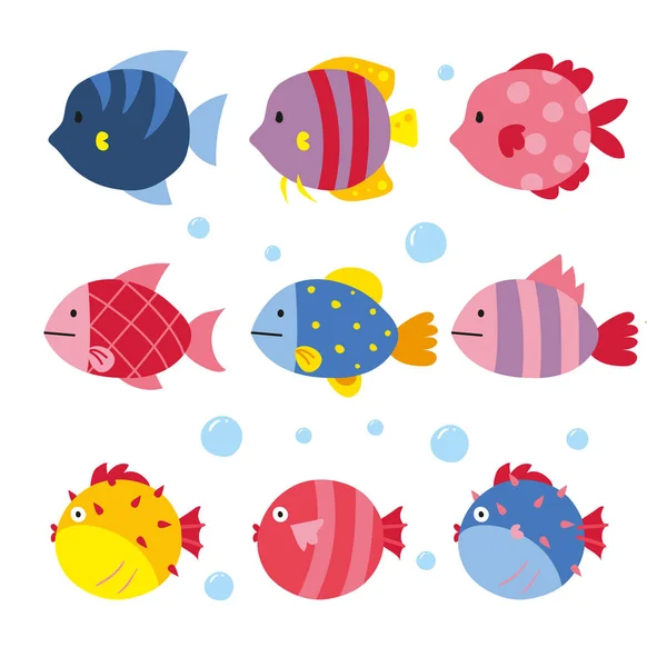 Diseño Colección Vectores Peces Diseño Colección Vectores Animales — Vector de stock