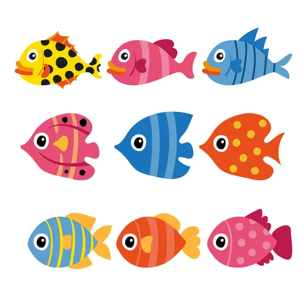 Conception Collection Vecteurs Poissons Conception Collection Vecteurs Animaux — Image vectorielle