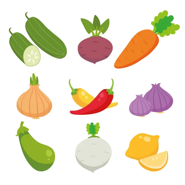 Vektorsammlung Für Gemüse Vektorsammlung Für Lebensmittel — Stockvektor