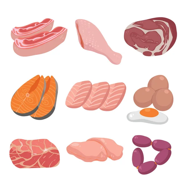 Disegno Raccolta Vettoriale Della Carne Disegno Raccolta Vettoriale Del Pasto — Vettoriale Stock