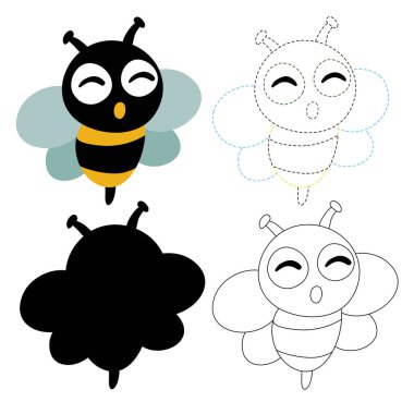 Çocuk, çocuk için arı sanat vektör tasarımı için arı çalışma sayfası vektör tasarımı