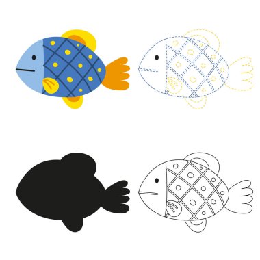 çalışma sayfası vektör tasarımı çocuk için balık, sanat vektör tasarımı çocuk için balık