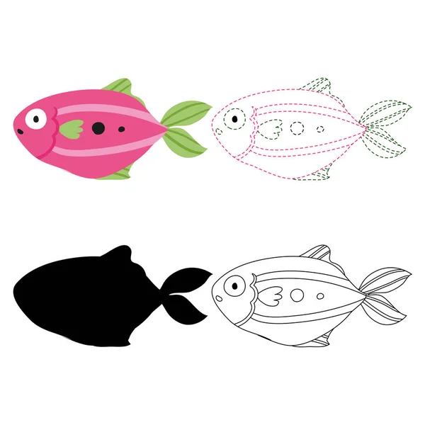 鱼表矢量设计的孩子 鱼艺术品矢量设计的孩子 — 图库矢量图片