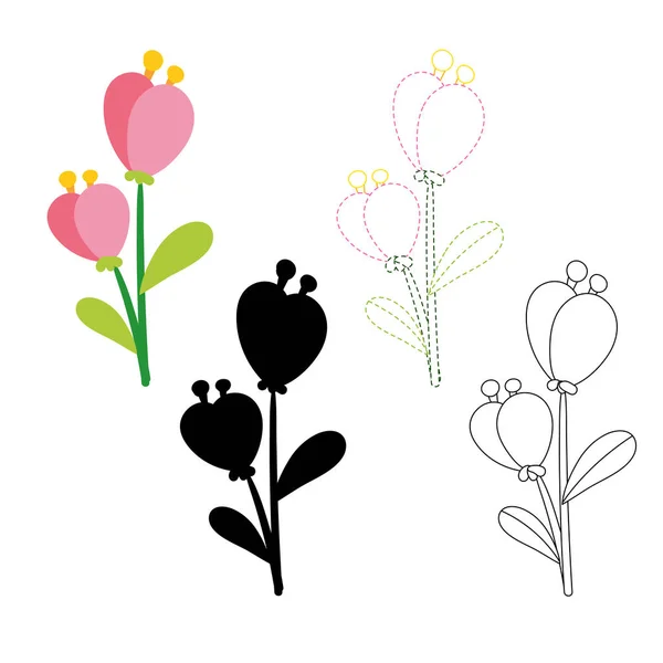 Çiçek Çalışma Sayfası Vektör Tasarımı Çiçek Sanat Vektör Tasarımı — Stok Vektör