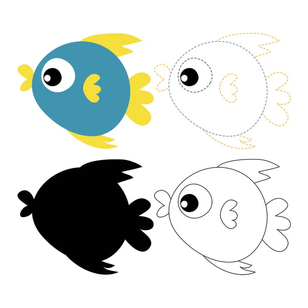 Ψάρια Σχεδιασμό Διάνυσμα Φύλλο Εργασίας Για Παιδί Ιχθυέλαιο Design Έργα — Διανυσματικό Αρχείο