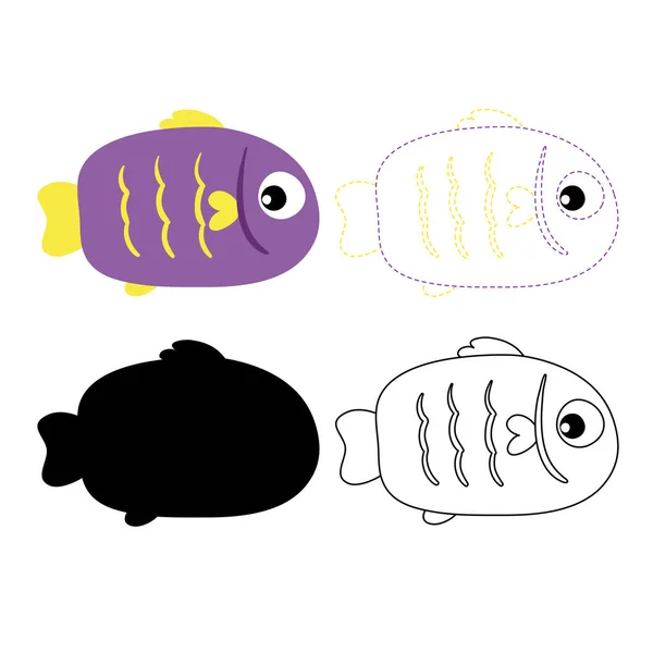 ワークシート ベクター デザインの子供のための魚 魚の子供のための芸術家のベクター デザイン — ストックベクタ