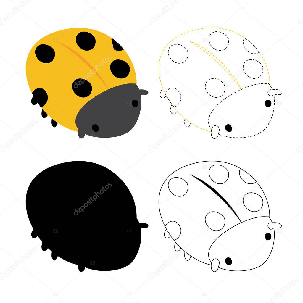 ladybug worksheet vector design for kid, ladybug artwork vector design