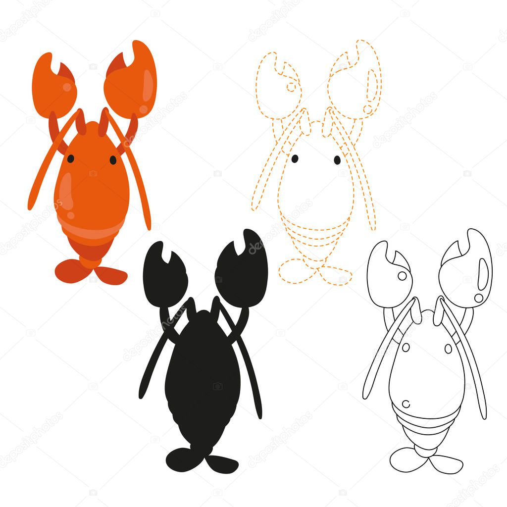 shrimp worksheet vector design for kid, shrimp artwork vector design for kid