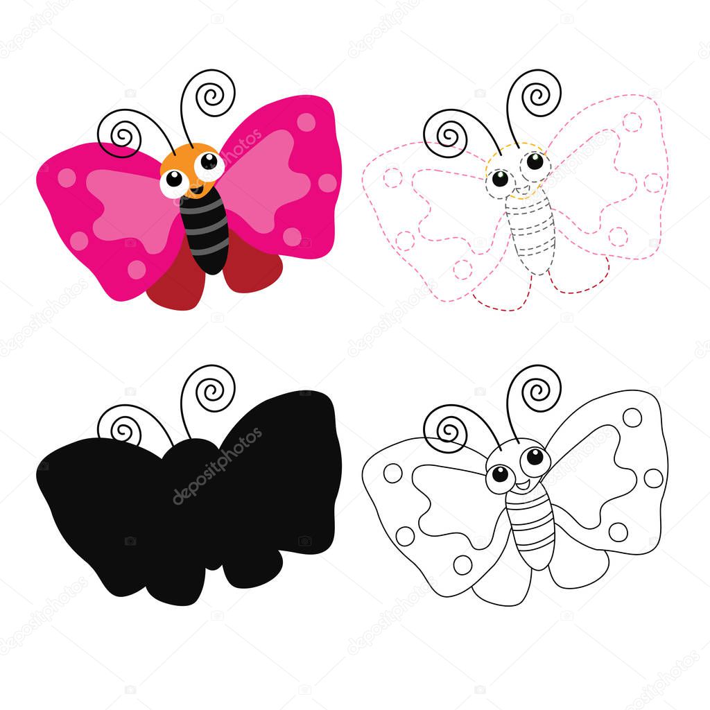 butterfly worksheet vector design for kid, butterfly artwork vector design for kid