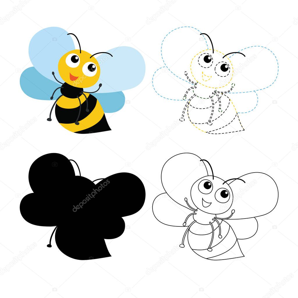 bee worksheet vector design, bee artwork vector design